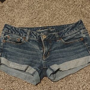 American Eagle Blue Stretch Low Rise Denim Shorts